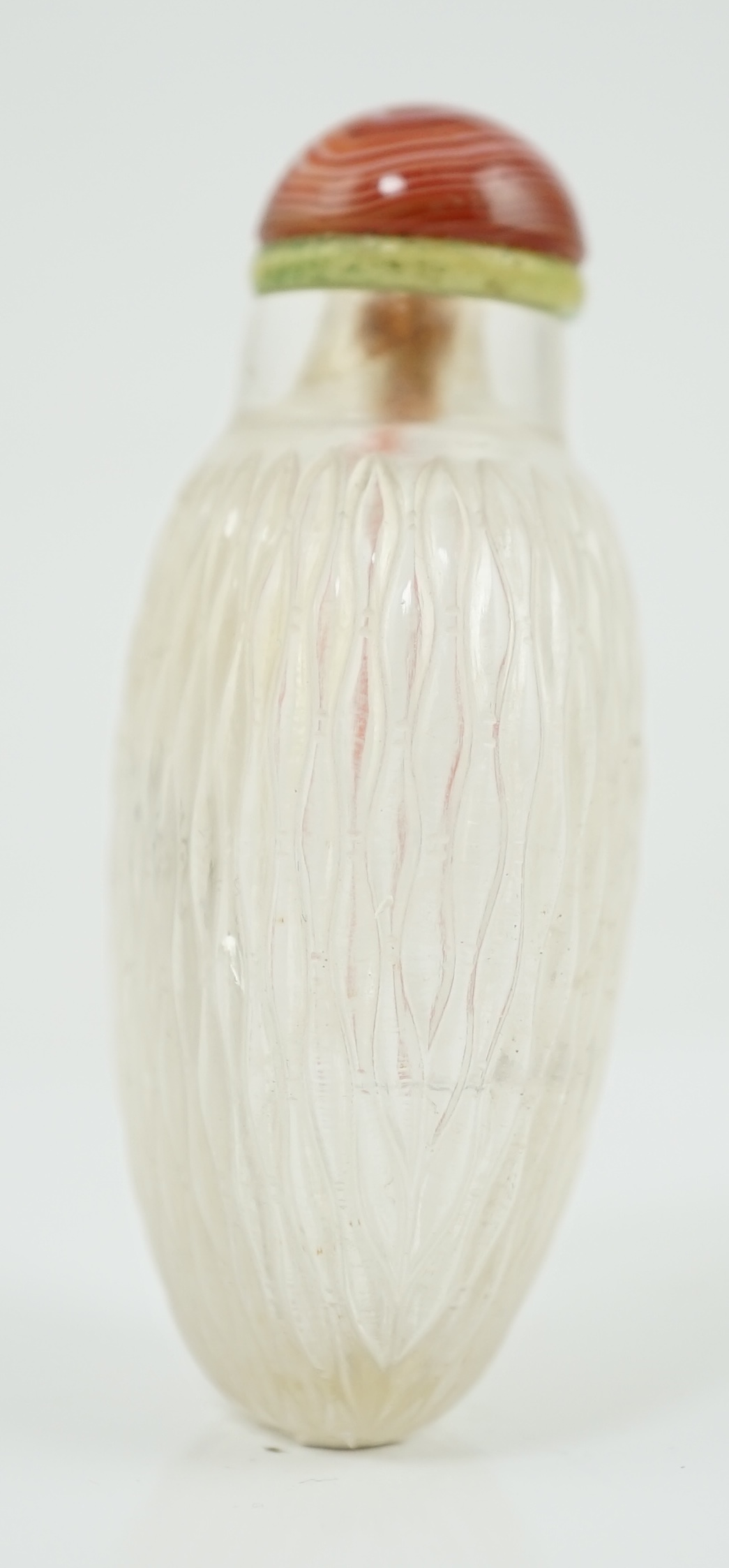 A Chinese rock crystal basketweave carved snuff bottle, 19th century